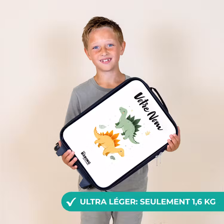 Valise enfant avec nom - Dinosaures - Animaux - Vert - Orange — 2