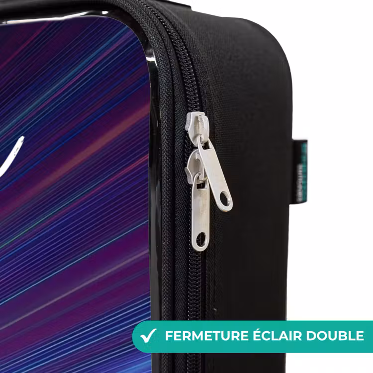 Valise enfant avec nom - Faisceaux lumineux - Néon - Voiture de course - Violet — 6