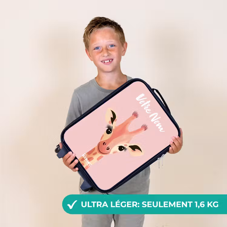 Valise enfant avec nom - Girafe - Cils - Minimaliste - Rose — 2