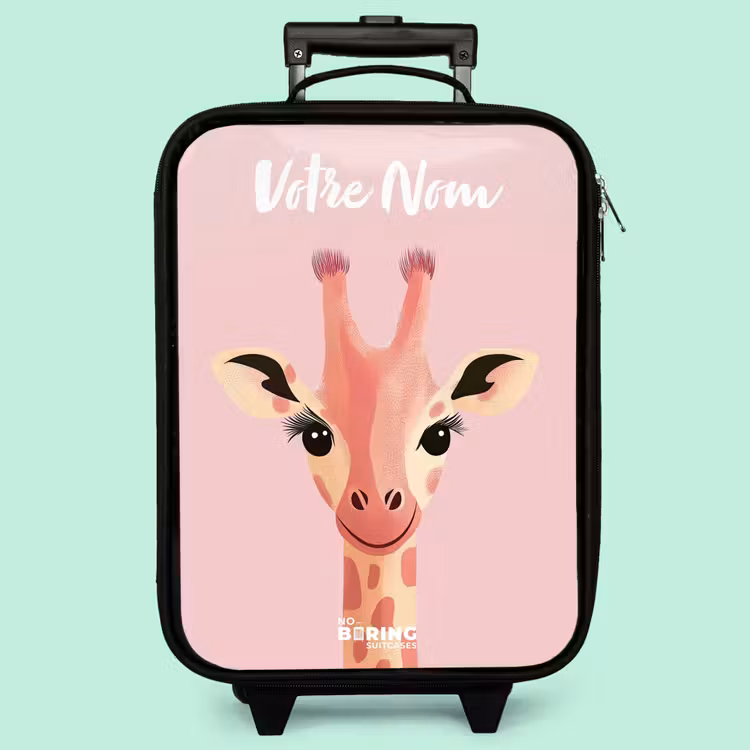 Valise enfant avec nom - Girafe - Cils - Minimaliste - Rose — 3