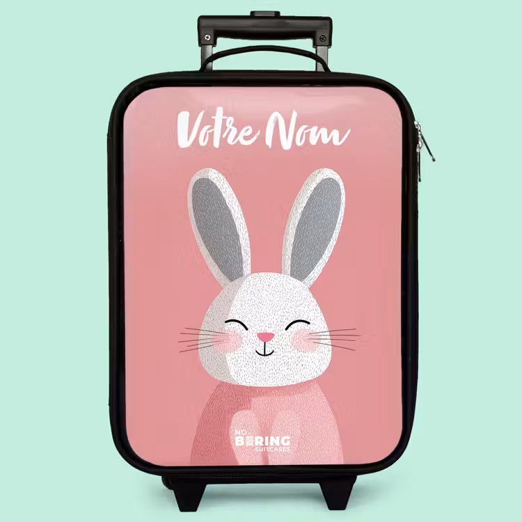 Valise enfant avec nom - Lapin - Blush - Pois - Rose — 3
