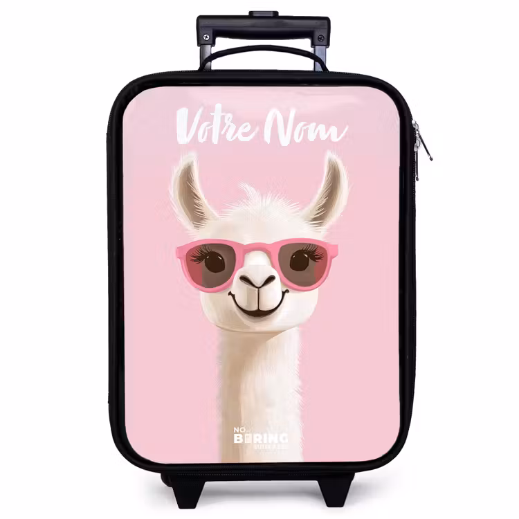 Valise enfant avec nom - Llama - Blanc - Lunettes de soleil - Cils — 1