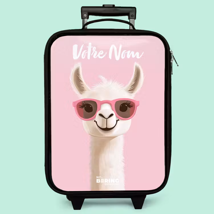 Valise enfant avec nom - Llama - Blanc - Lunettes de soleil - Cils — 3