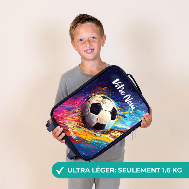 Valise enfant avec nom - Néon - Football - Coloré — 2