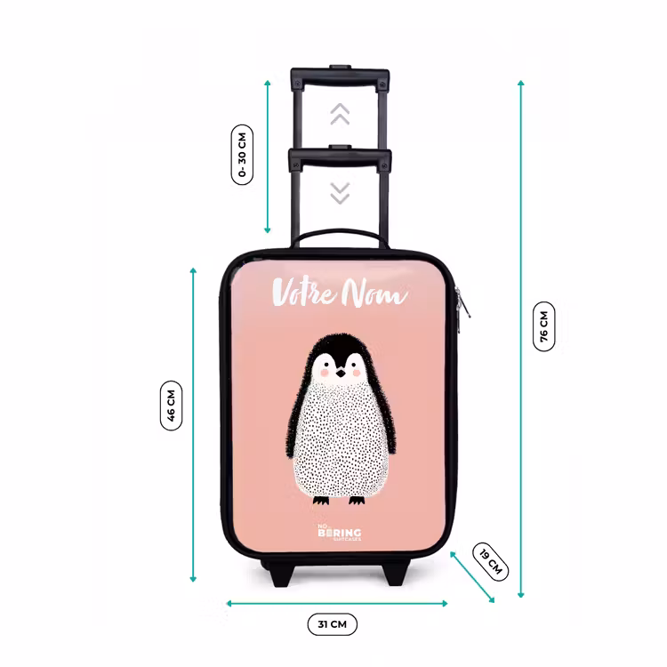 Valise enfant avec nom - Pingouin - Points - Rose - Minimaliste — 7