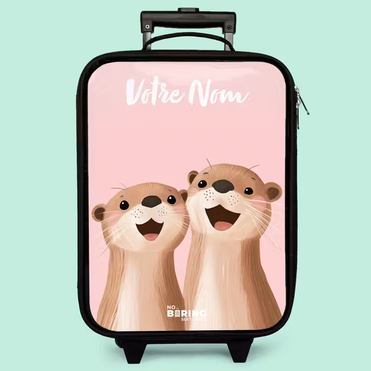 Valise enfant avec nom - Sourire - Loutre - Rose - Illustration — 3