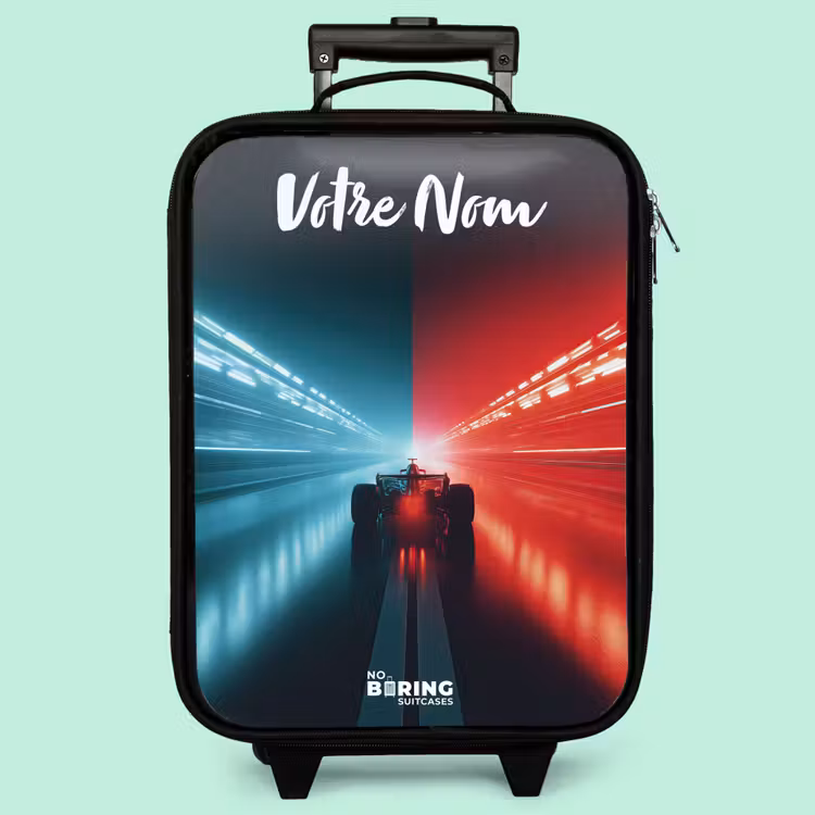 Valise enfant avec nom - Voiture de course - Eclairage - Néon - Rouge — 3