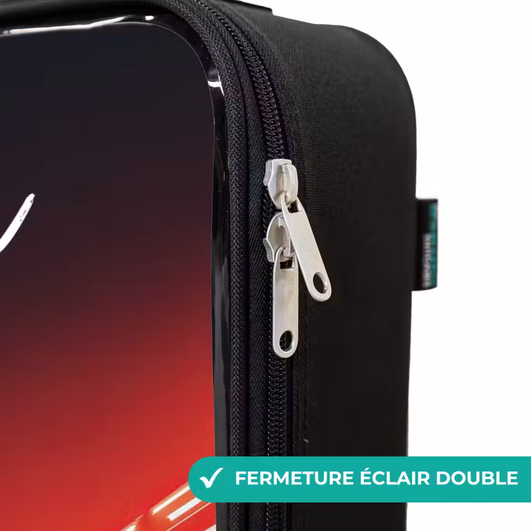 Valise enfant avec nom - Voiture de course - Eclairage - Néon - Rouge — 6