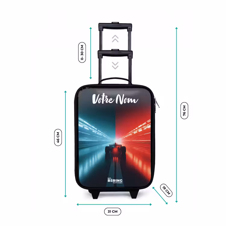 Valise enfant avec nom - Voiture de course - Eclairage - Néon - Rouge — 7