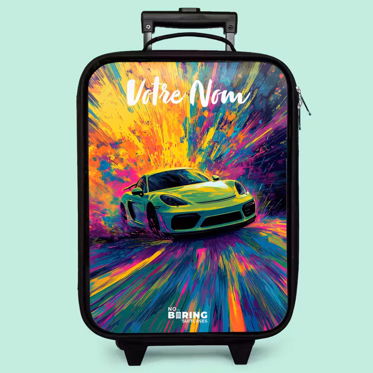 Valise enfant avec nom - Voiture de sport - Vert - Bandes de peinture - Couleurs — 3