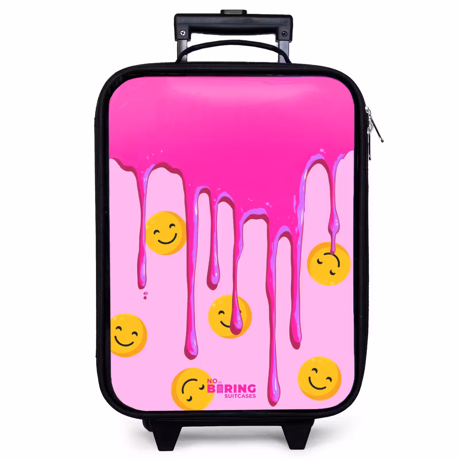 Valise enfant avec nom - Peinture - Smiley - Rose — 1