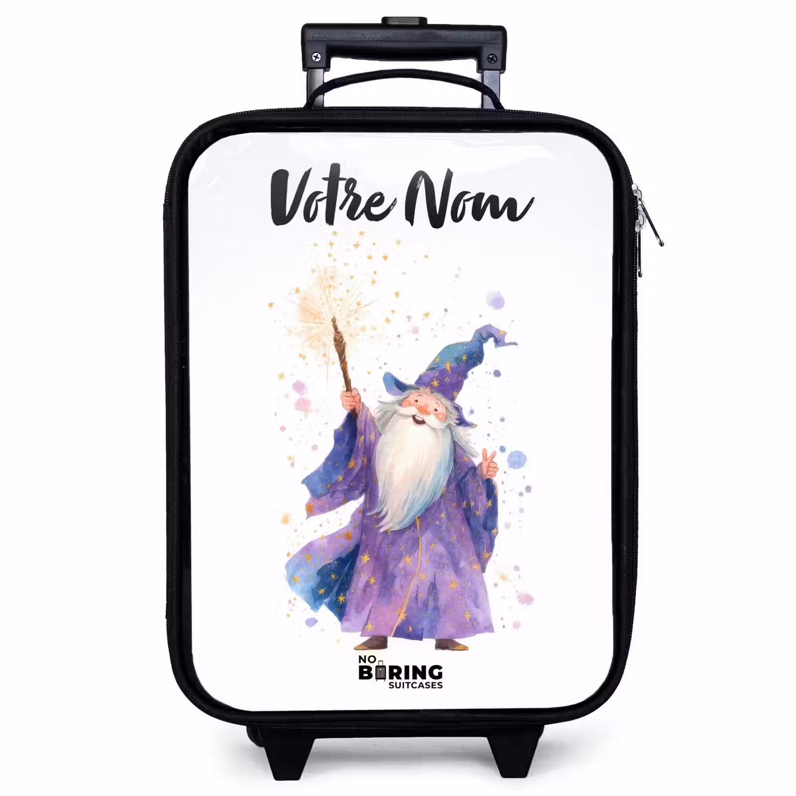 Valise enfant avec nom - Vieux magicien avec bâton — 1