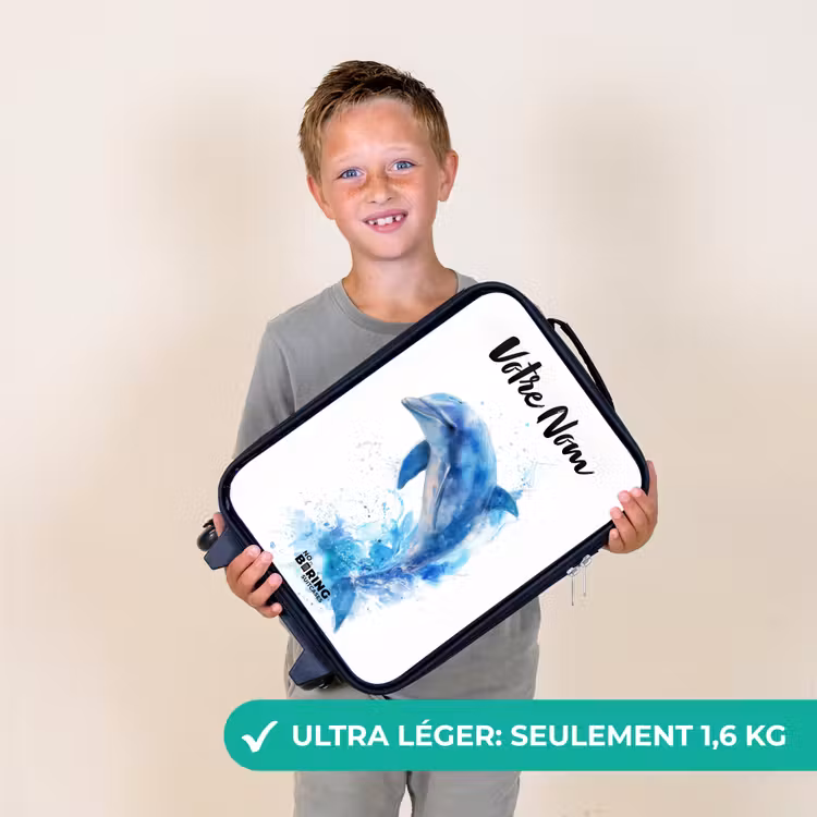 Valise enfant avec nom - Dauphin bleu sauteur — 2