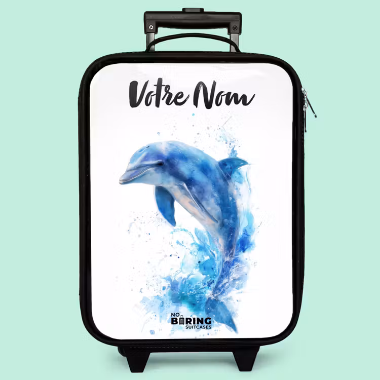 Valise enfant avec nom - Dauphin bleu sauteur — 3