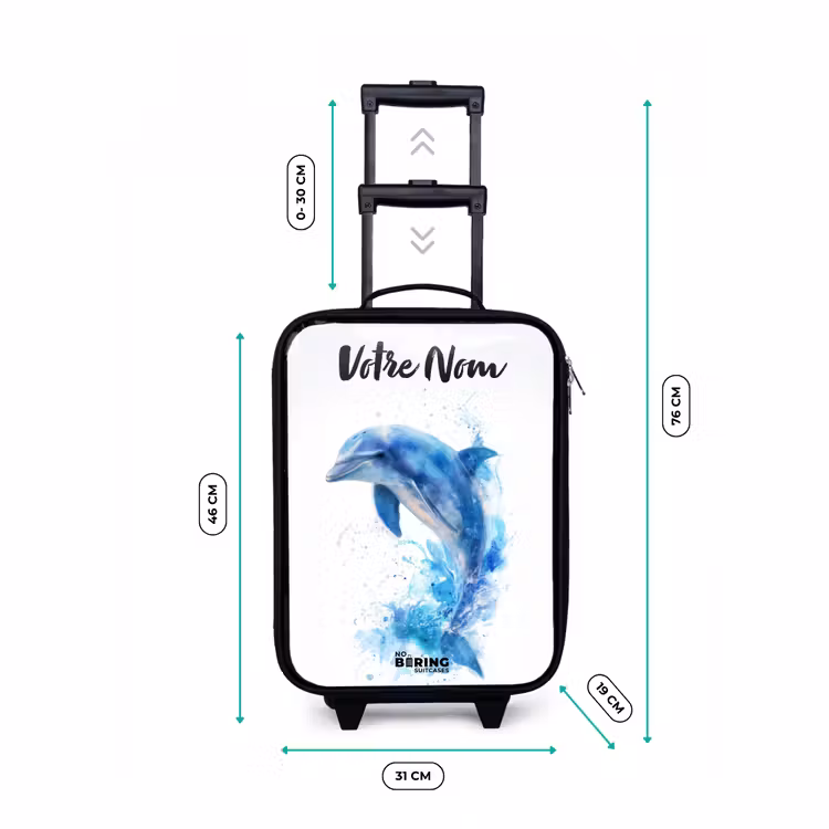 Valise enfant avec nom - Dauphin bleu sauteur — 7