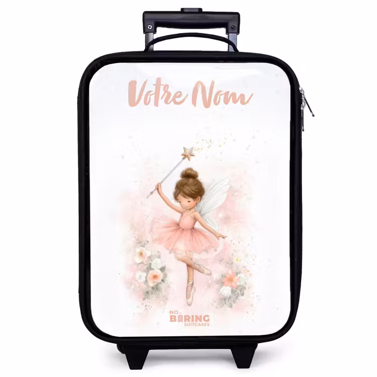 Valise enfant avec nom - Fée ballerine en rose — 1