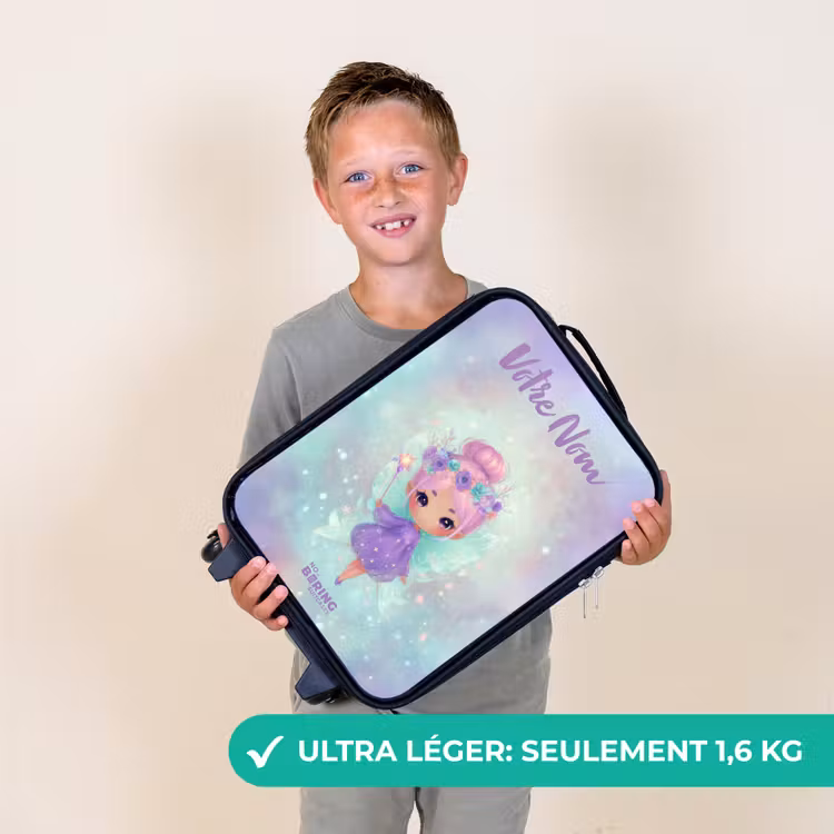 Valise enfant avec nom - Fée des fleurs en pastel brillant — 2