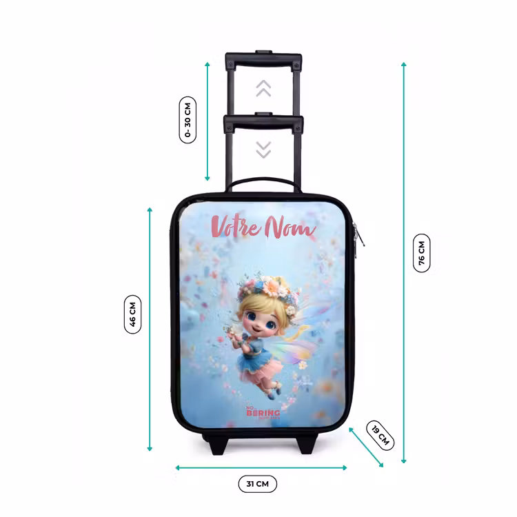 Valise enfant avec nom - Fée papillon dans l'air des fleurs — 7