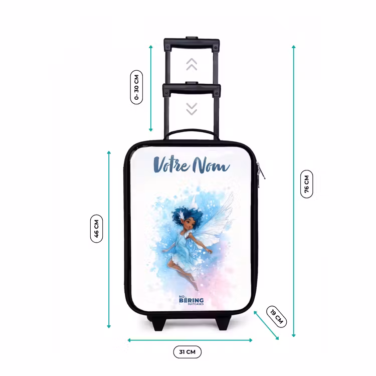 Valise enfant avec nom - Fée volante dans les tons bleus — 7