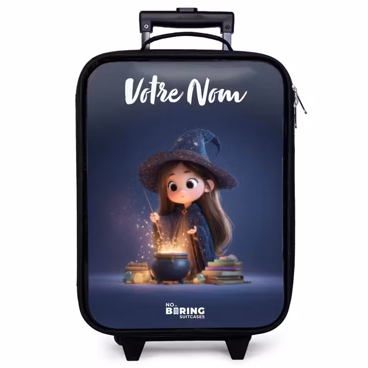 Valise enfant avec nom - Fille enchantée avec chaudron — 1