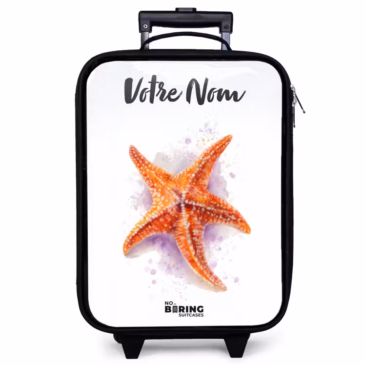 Valise enfant avec nom - Illustration de l'étoile de mer orange — 1