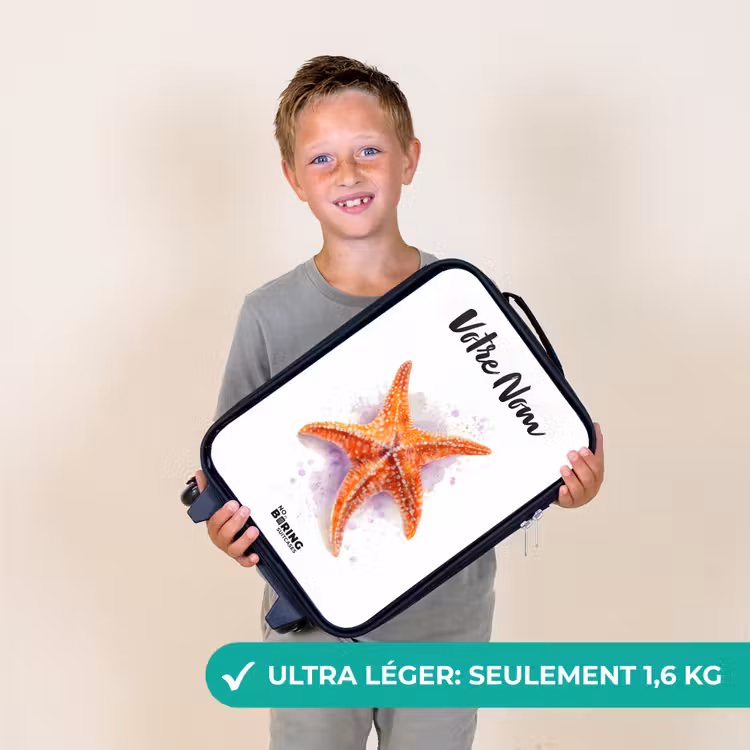 Valise enfant avec nom - Illustration de l'étoile de mer orange — 2