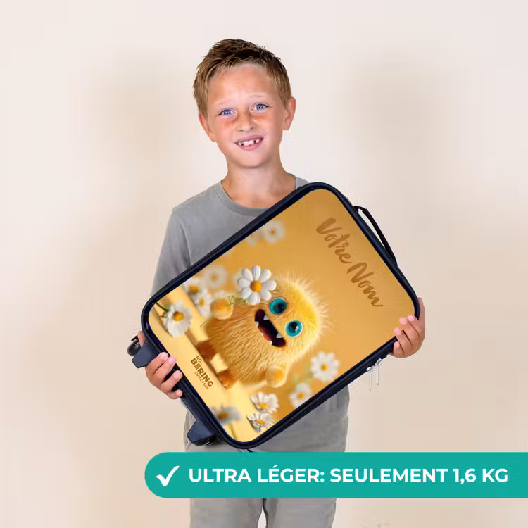 Valise enfant avec nom - Monstre - Créature - Fleur - Jaune — 2