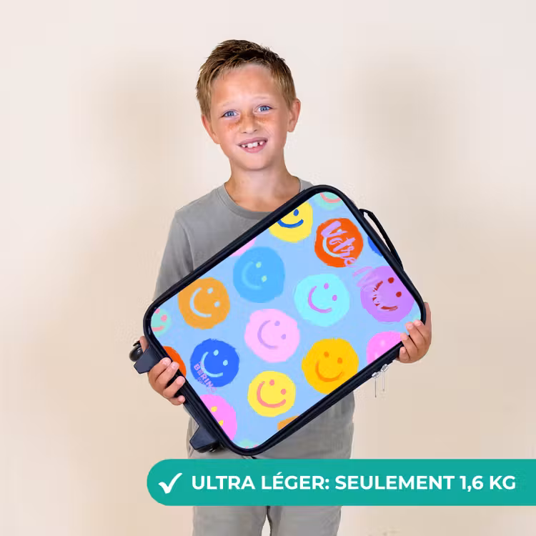 Valise enfant avec nom - Motif joyeux de smileys — 2