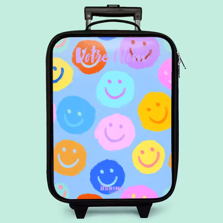 Valise enfant avec nom - Motif joyeux de smileys — 3