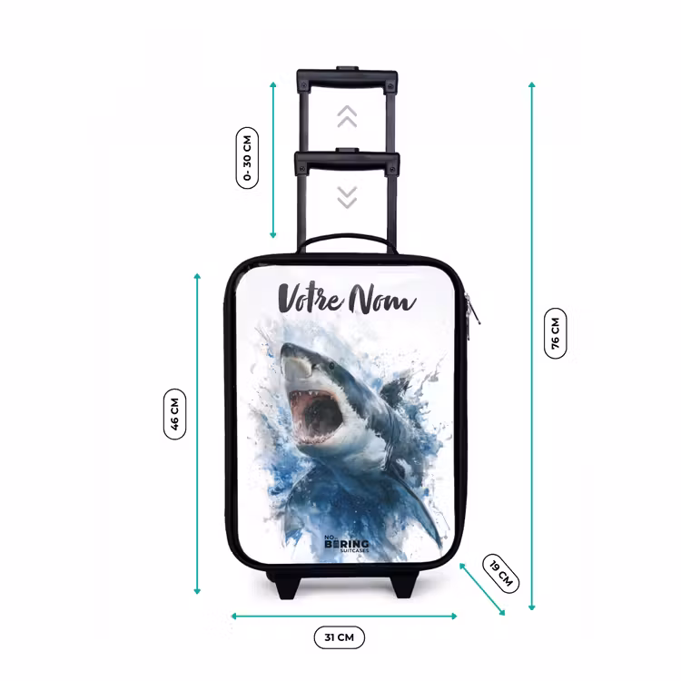 Valise enfant avec nom - Requin attaquant à l'aquarelle — 7