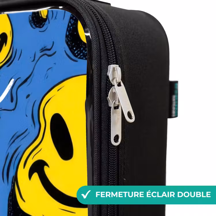 Valise enfant avec nom - Smiley - Bleu - Jaune — 6