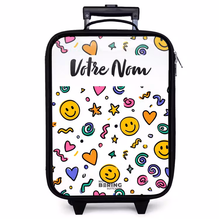 Valise enfant avec nom - Smiley - Coeur - Étoile — 1