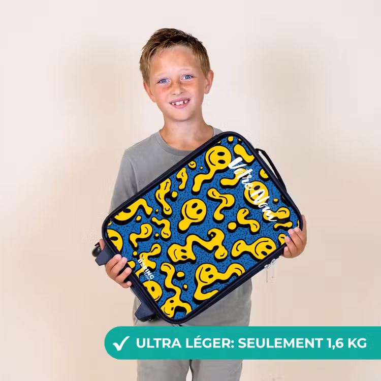 Valise enfant avec nom - Smiley - Jaune - Bleu — 2