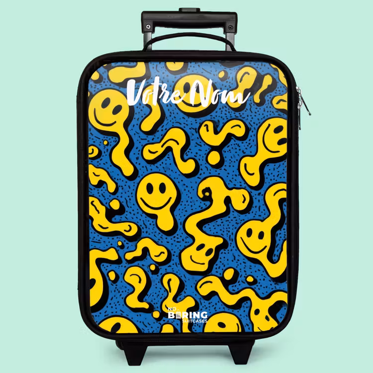 Valise enfant avec nom - Smiley - Jaune - Bleu — 3