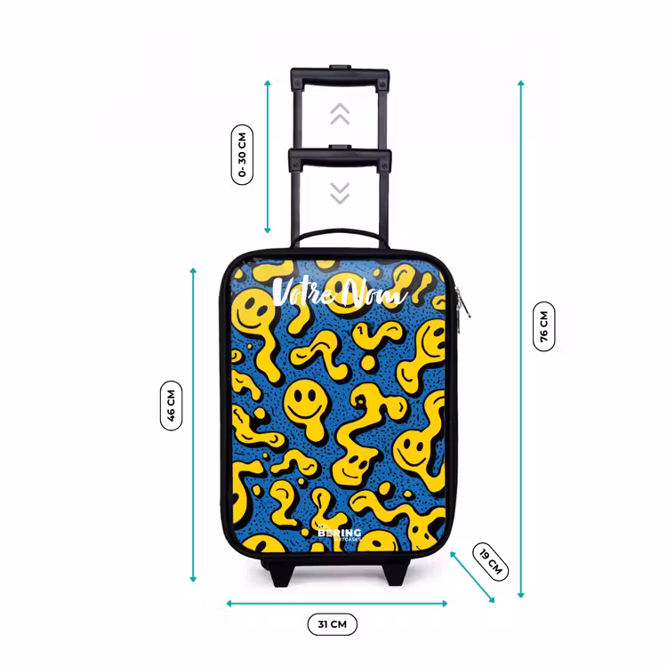 Valise enfant avec nom - Smiley - Jaune - Bleu — 7