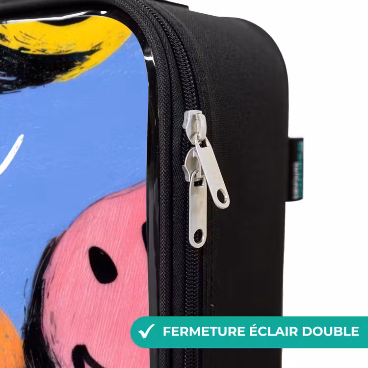 Valise enfant avec nom - Un motif ludique et artistique de smileys colorés — 6