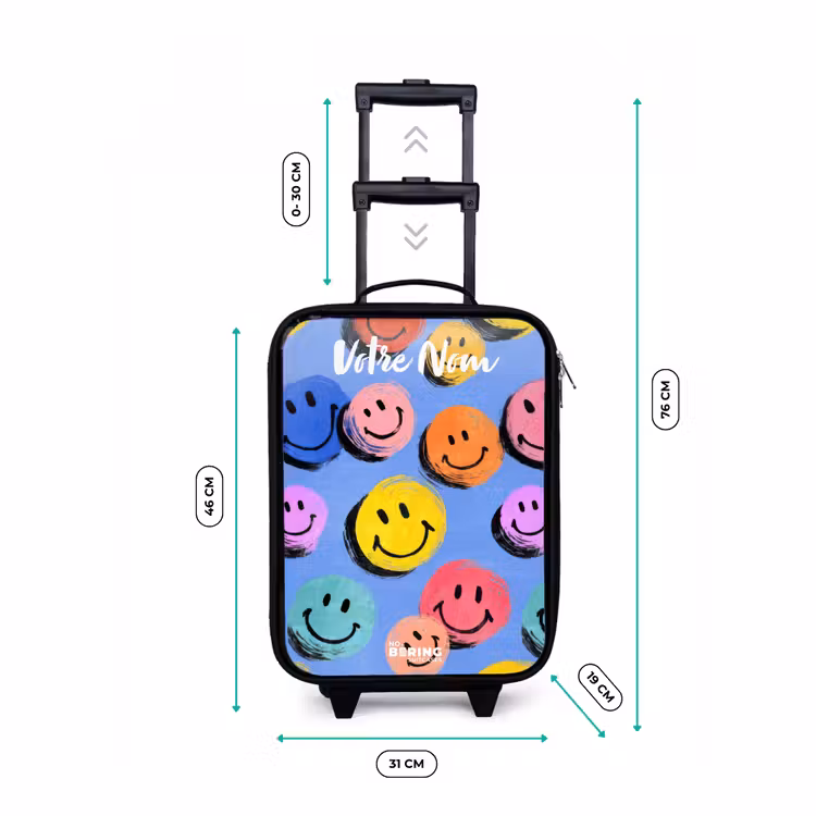 Valise enfant avec nom - Un motif ludique et artistique de smileys colorés — 7