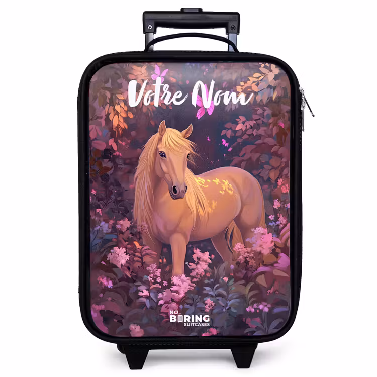 Valise enfant avec nom - Cheval - Fleurs - Violet - Papillon — 1