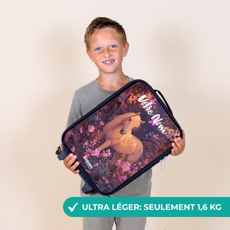 Valise enfant avec nom - Cheval - Fleurs - Violet - Papillon — 2