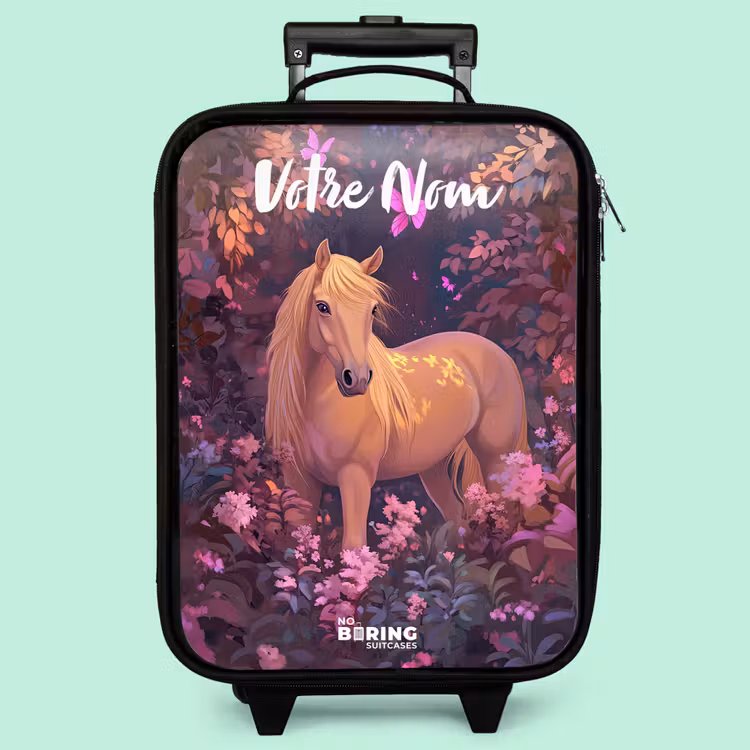 Valise enfant avec nom - Cheval - Fleurs - Violet - Papillon — 3