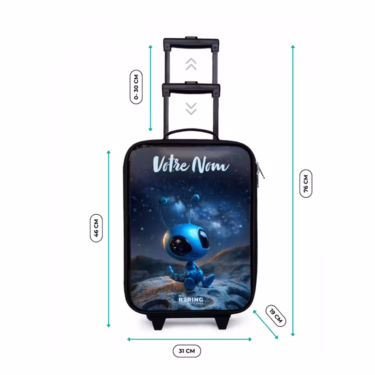 Valise enfant avec nom - Créature extraterrestre bleue sous un ciel étoilé — 7