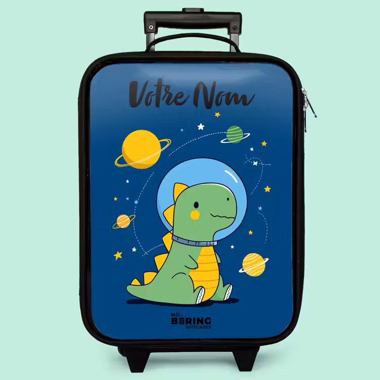 Valise enfant avec nom - Dino - Planète - Étoile - Bleu — 3