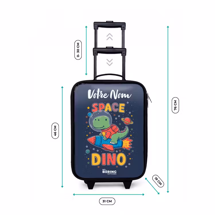 Valise enfant avec nom - Dinosaure - Vert - Fusée - Ciel étoilé — 7