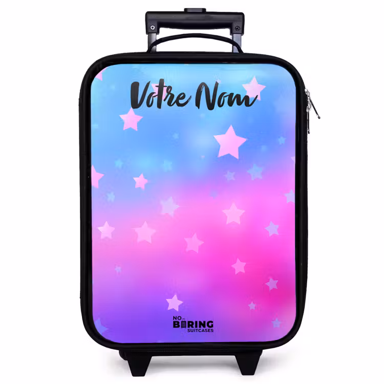 Valise enfant avec nom - Étoiles - Rose - Bleu — 1