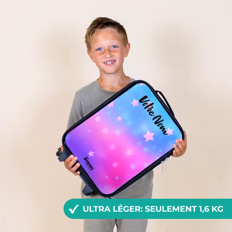 Valise enfant avec nom - Étoiles - Rose - Bleu — 2
