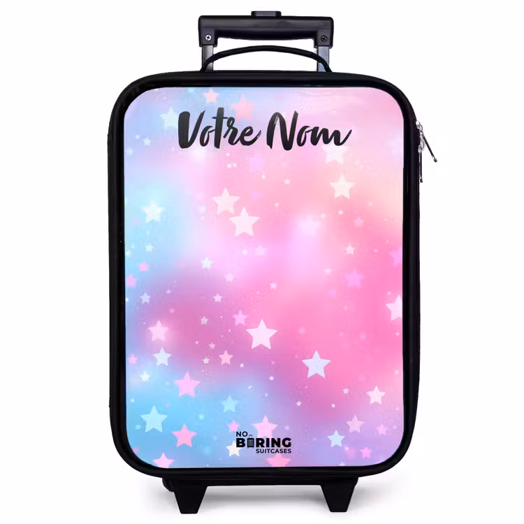 Valise enfant avec nom - Étoiles - Rose - Bleu — 1