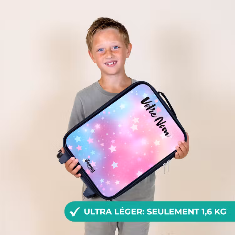 Valise enfant avec nom - Étoiles - Rose - Bleu — 2