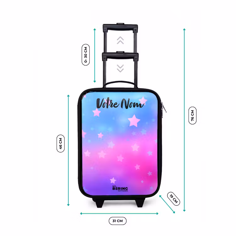 Valise enfant avec nom - Étoiles - Rose - Bleu — 7