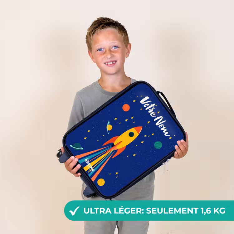 Valise enfant avec nom - Fusée - Étoiles - Planète - Espace — 2