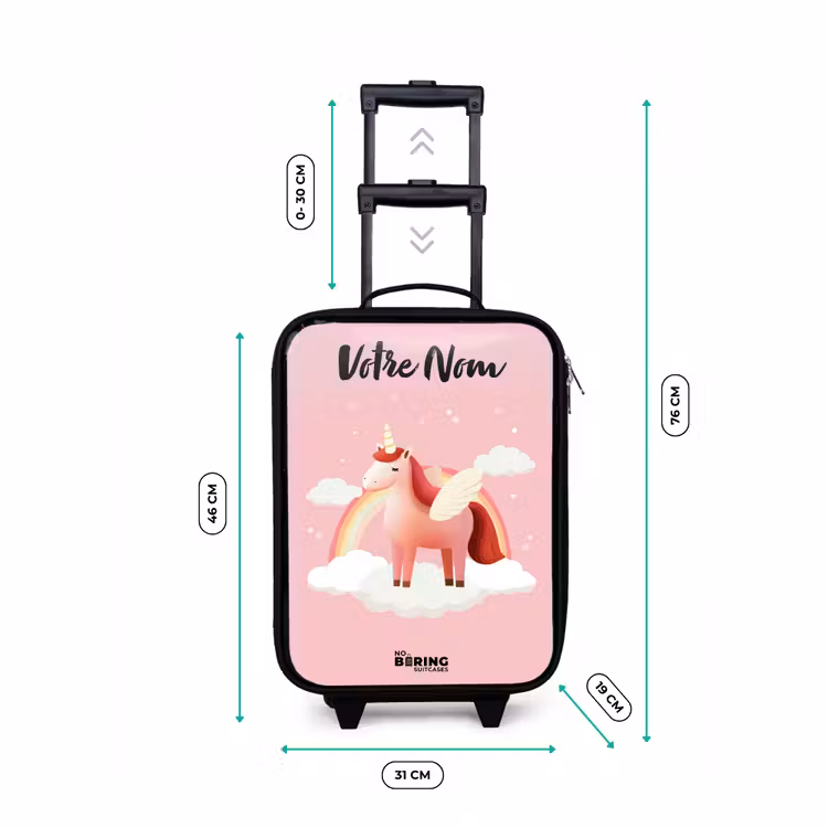Valise enfant avec nom - Licorne - Ailes - Rose - Arc-en-ciel — 7